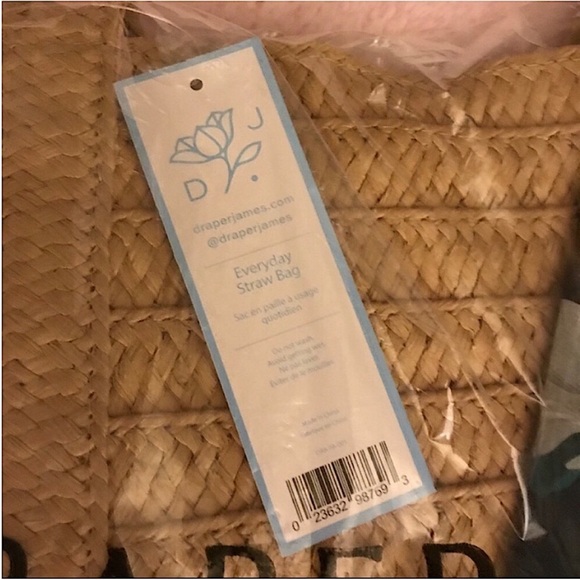 Draper James Straw Bag with Floral Scarf, Woven Top-Handle Tote & Snap Closure - Picture 11 of 12